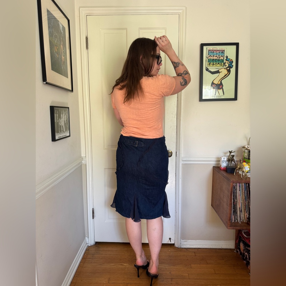 Y2K Vintage Versace Denim Fishtail Skirt - Picture 2 of 9